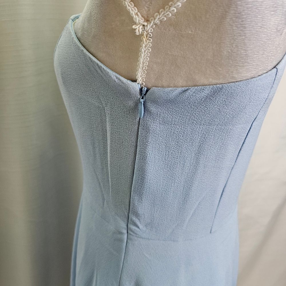 Gal Meets Glam Blue Yvonne One Shoulder Bow Cocktail Dress Size 6P *FLAW* - Picture 14 of 15